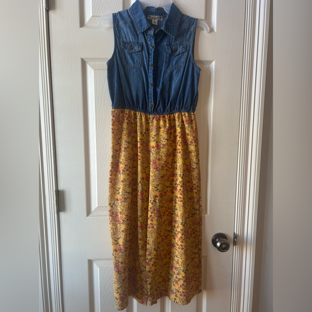 ✨Knitworks Denim and Yellow Floral Casual One Piece